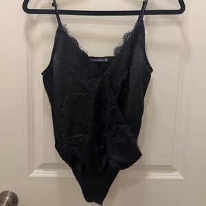 Abercrombie & Fitch Black Lace Trim Satin Cami